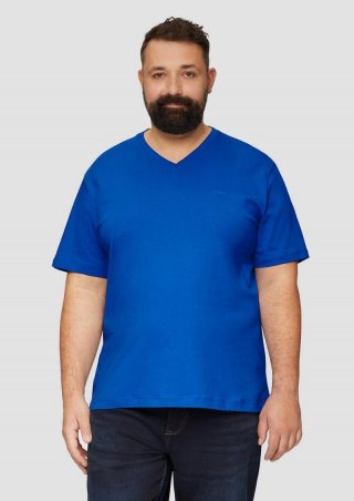 s.Oliver Jerseyshirt mit Logo und V-Ausschnitt - royalblau