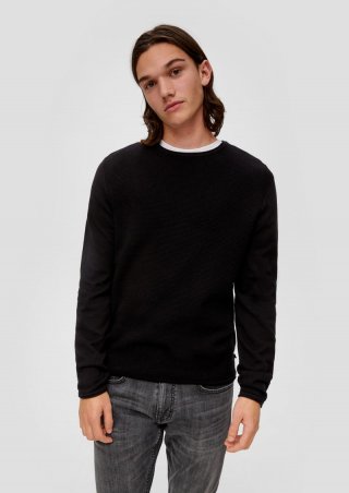 s.Oliver Strickpullover mit Musterstruktur - schwarz