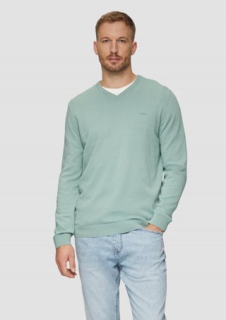 s.Oliver Strickpullover mit Logo-Stickerei - salbeigrün