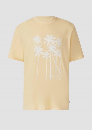 s.Oliver Rundhals-T-Shirt mit Frontprint - hellgelb