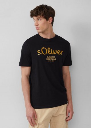 s.Oliver T-Shirt mit Logo-Print - schwarz