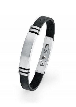s.Oliver Ident-Edelstahlband aus Leder - schwarz