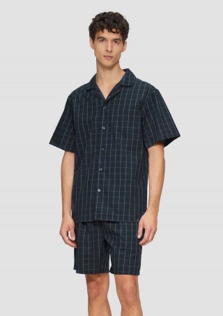 s.Oliver Pyjama aus Baumwolle mit Karomuster - dunkelblau