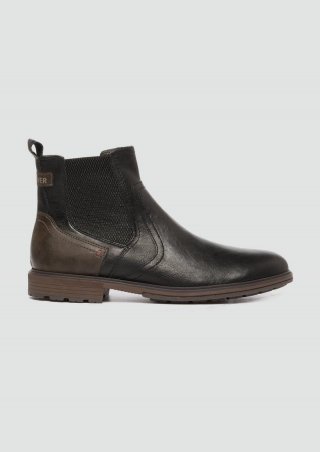 s.Oliver Warm gefütterte Chelsea Boots in Leder-Optik - schwarz