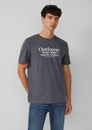 s.Oliver Baumwoll-T-Shirt mit Frontprint - schiefergrau
