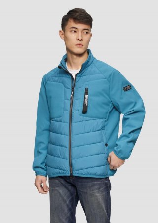 s.Oliver Materialmix-Jacke mit sportiven Kontrastdetails - türkisblau