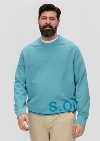 s.Oliver Baumwoll-Sweatshirt mit Logo-Print - türkis