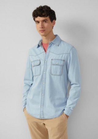 s.Oliver Regular Fit: Denim-Hemd im Western-Stil - blau