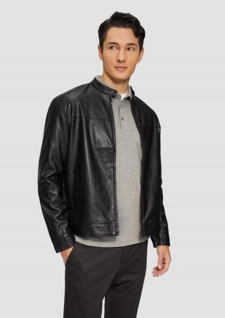 s.Oliver Jacke aus Lederimitat mit Stehkragen - schwarz
