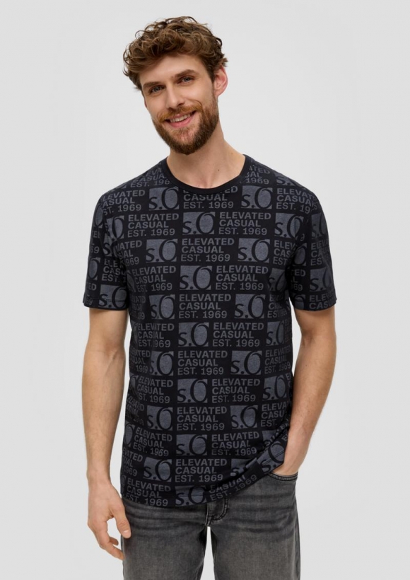 s.Oliver T-Shirt mit Logo-Print - schwarz