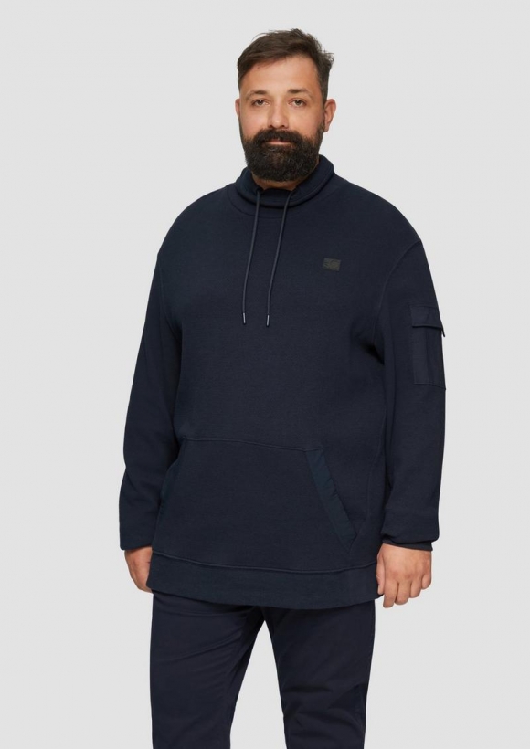 s.Oliver Sweatshirt mit Kängurutasche und Stehkragen - navy
