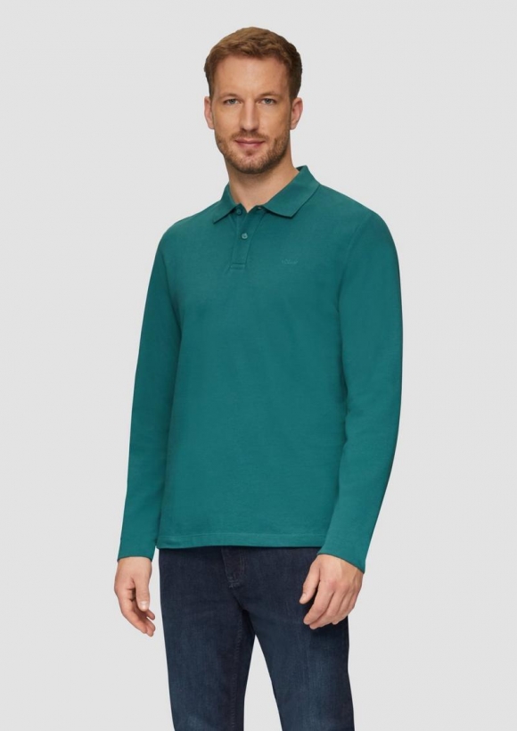 s.Oliver Poloshirt aus Piqué mit Logo-Stickerei - petrol