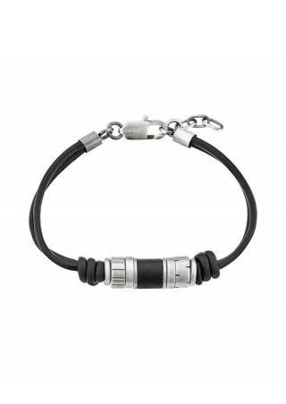 s.Oliver Lederarmband mit Beads-Detail - schwarz