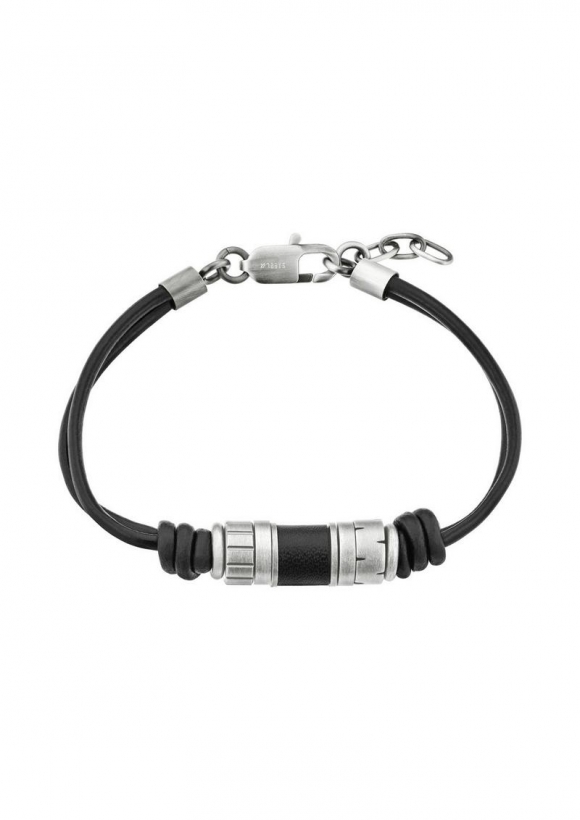 s.Oliver Lederarmband mit Beads-Detail - schwarz