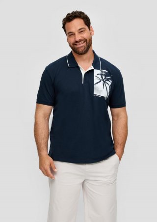 s.Oliver Poloshirt mit Frontprint - navy