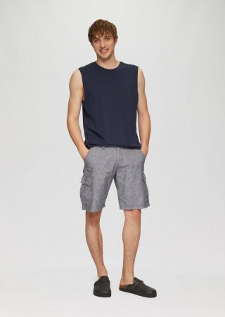 s.Oliver Kurze Hose aus Leinenmix mit Cargo-Taschen - dunkelgrau