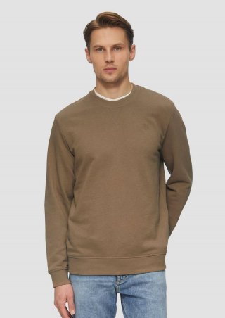 s.Oliver Crew Neck-Sweatshirt aus Baumwollmix mit Logo-Stickerei - sandstein