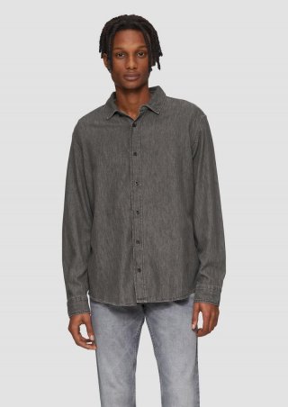 s.Oliver Regular Fit: Denim-Hemd - grau
