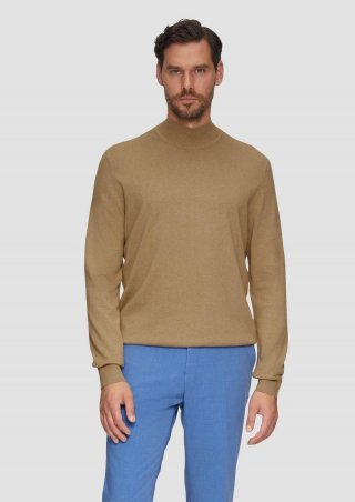 s.Oliver Softer Turtleneckpullover aus Baumwoll-Merino-Mix - karamell