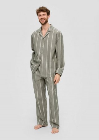 s.Oliver Pyjama-Set aus reiner Baumwolle - olivgrün