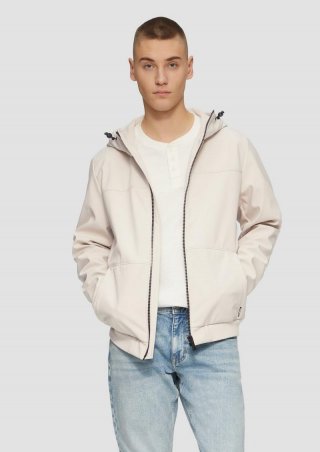 s.Oliver Softshelljacke mit Kapuze und Rippbündchen - hellgrau