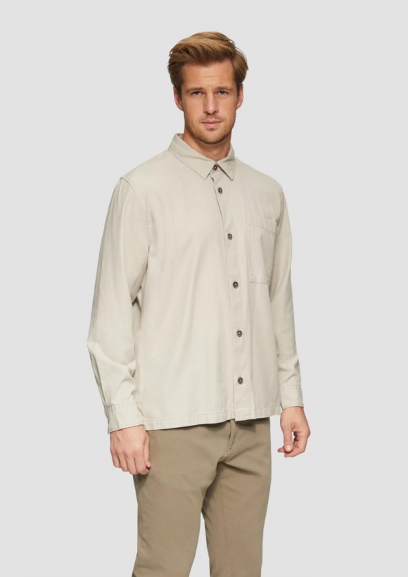 s.Oliver Lässiges Overshirt mit Fischgrat-Struktur - beige