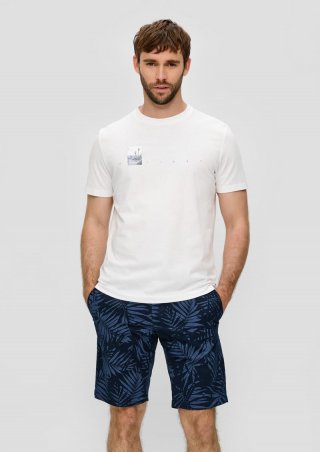 s.Oliver Bermuda mit All-over-Print aus Baumwoll-Stretch - navy