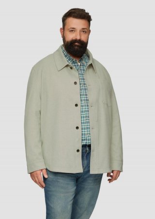 s.Oliver Gefüttertes Overshirt in Wolloptik mit Eingrifftaschen - helles beige