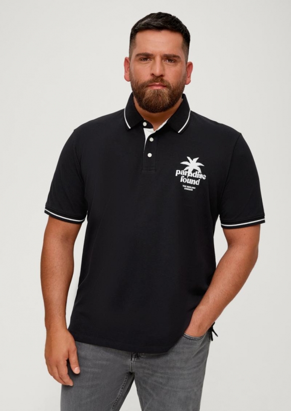 s.Oliver Poloshirt aus Baumwoll-Piqué - schwarz