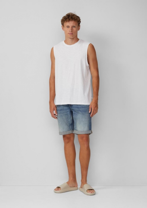 s.Oliver Jeans-Shorts John / Mid Rise / Stretch-Denim mit fixiertem Turn-up - blau