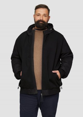 s.Oliver Jacke mit innovativem Materialmix und Kapuze - schwarz