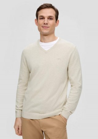 s.Oliver Strickpullover mit Logo-Stickerei - wollweiß