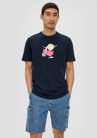 s.Oliver T-Shirt mit Frontprint - navy