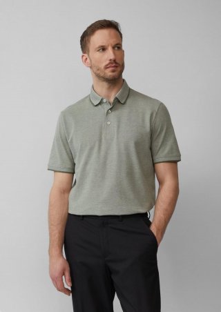 s.Oliver Poloshirt aus meliertem Baumwollpiqué - tannengrün