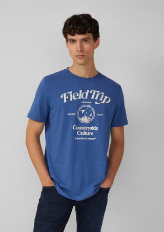 s.Oliver Baumwoll-T-Shirt mit Frontprint - royalblau