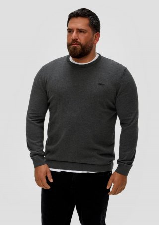 s.Oliver Strickpullover mit Logo-Stickerei - dunkelgrau