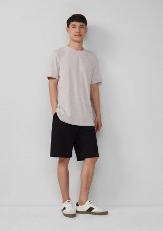 s.Oliver Detroit: Sweat-Bermuda mit Flammgarnstruktur im Relaxed Fit - schwarz