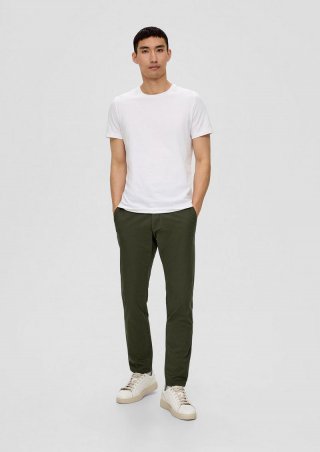 s.Oliver Austin: Slim Fit-Chino aus Baumwolltwill - olivgrün