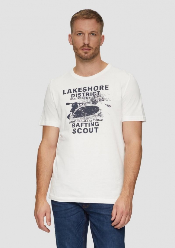 s.Oliver Baumwollshirt mit Frontprint - weiß