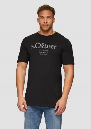 s.Oliver T-Shirt mit Logo-Print - schwarz