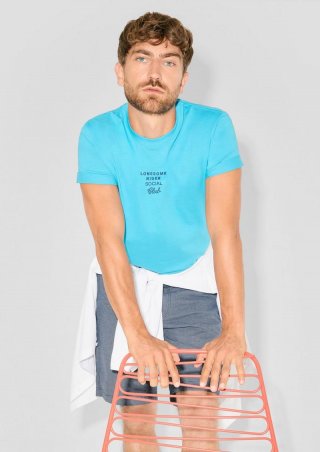 s.Oliver T-Shirt mit Artwork - azurblau