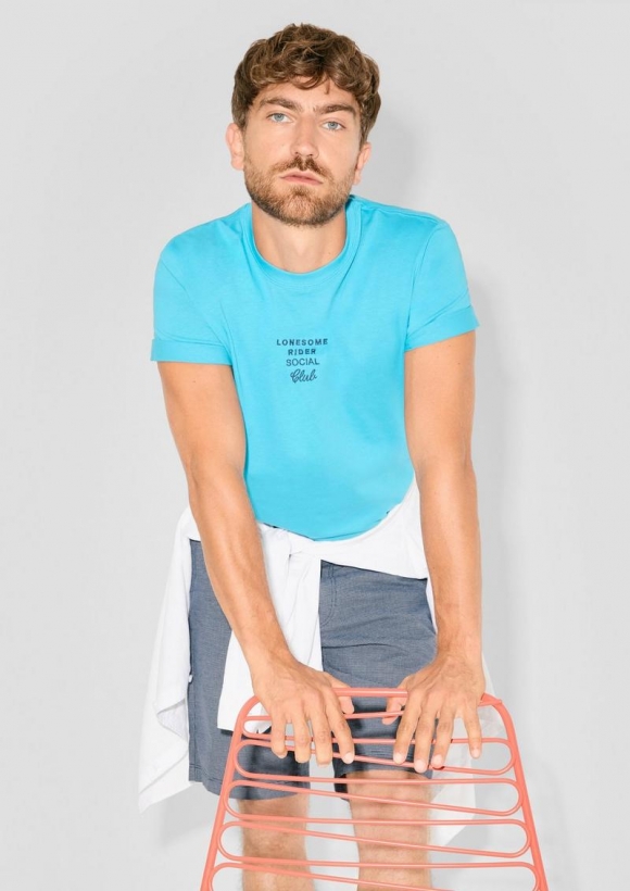 s.Oliver T-Shirt mit Artwork - azurblau