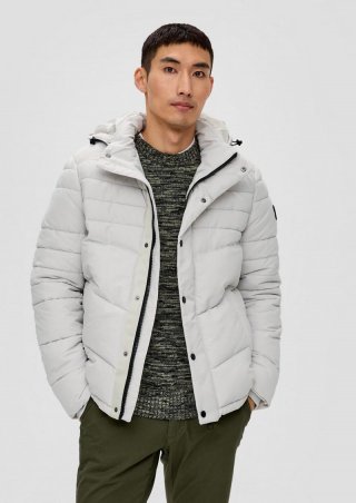 s.Oliver Steppjacke mit abnehmbarer Kapuze - hellgrau