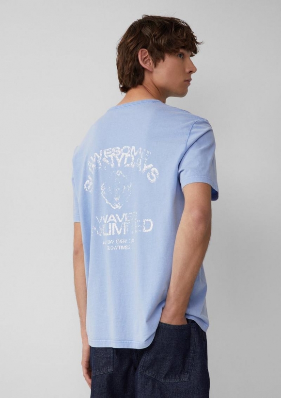 s.Oliver Gewaschenes T-Shirt mit Front- und Rückenprint - himmelblau