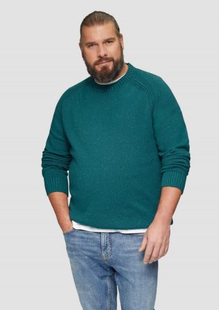 s.Oliver Crew-Neck-Pullover mit Farbeffekt - petrol