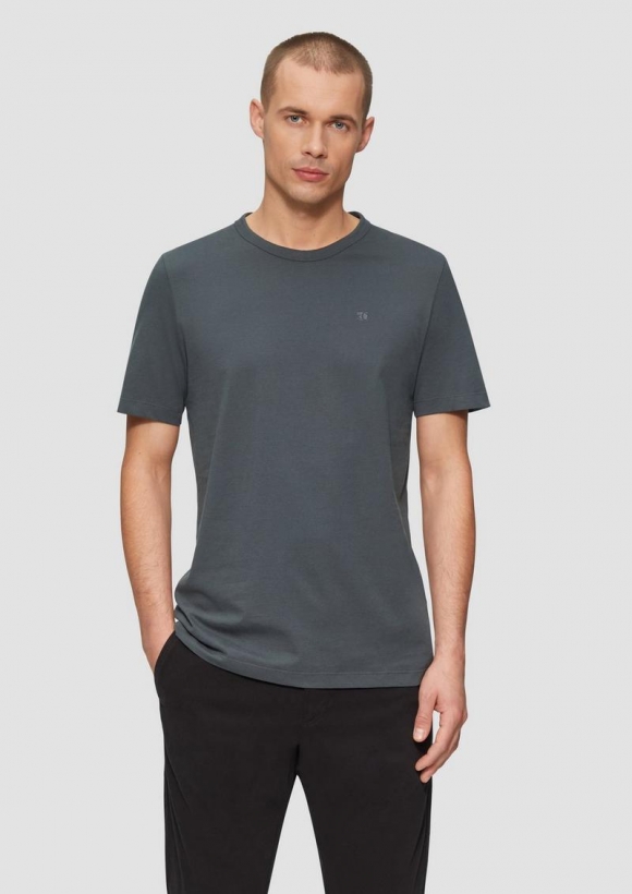 s.Oliver T-Shirt mit Logo-Detail - schiefergrau