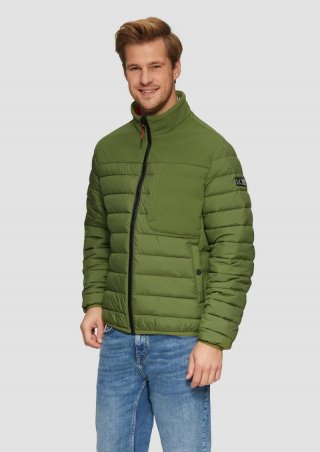 s.Oliver Leichte Steppjacke im Materialmix mit Kontrast-Details - grün