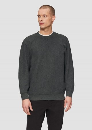 s.Oliver Sweatshirt aus Jacquard in Strick-Optik - dunkelgrau