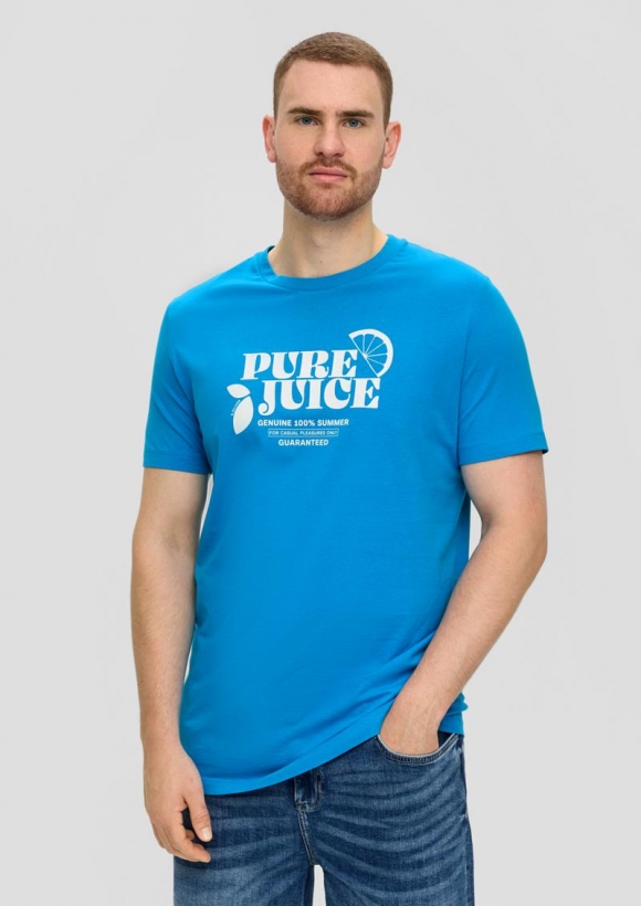 s.Oliver Baumwollshirt mit Frontprint - azurblau