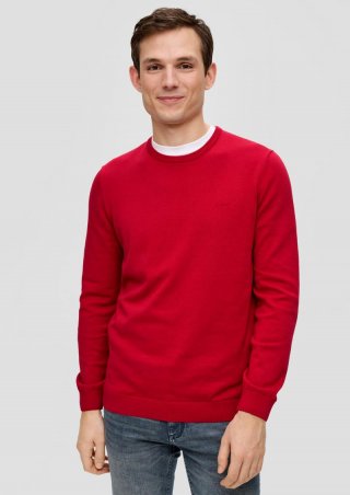 s.Oliver Strickpullover mit Logo-Stickerei - chilirot